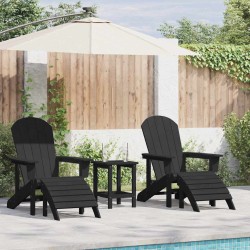 Chaise de jardin 3 pcs Noir Polyéthylène 514814514814