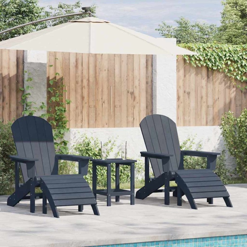 Chaise de jardin 3 pcs Bleu marine Polyéthylène 514815514815