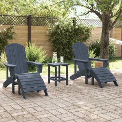 Chaise de jardin 3 pcs Bleu marine Polyéthylène 514815514815