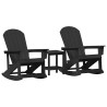 Ensemble de salon de jardin 3 pcs Noir HDPE 514817514817
