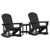Ensemble de salon de jardin 3 pcs Noir HDPE 514817514817