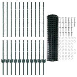 Clôture avec poteau Vert 1 x 25 m Acier 514819514819