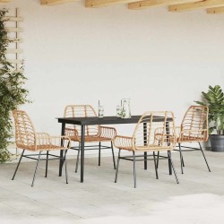Ensemble à manger jardin 5pcs marron poly rotin verre 514836514836