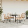 Ensemble à manger jardin 5pcs marron poly rotin verre 514837514837