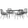 Ensemble à manger de jardin 5 pcs noir résine tressée verre 514842514842