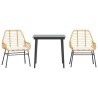 Ensemble à manger jardin coussins 3pcs marron poly rotin verre 514844514844