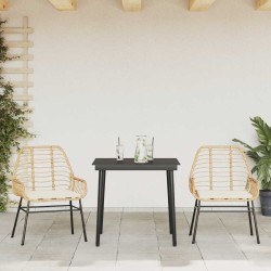 Ensemble à manger jardin coussins 3pcs marron poly rotin verre 514844514844