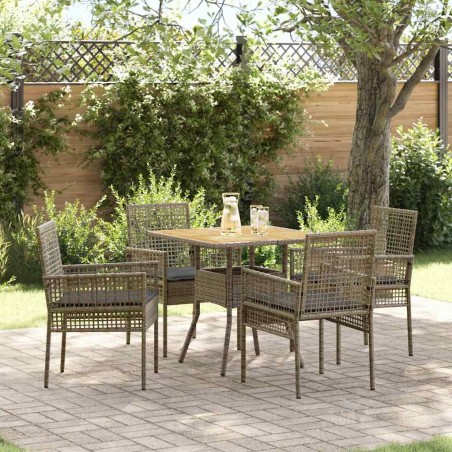 Ensemble de salle à manger pour jardin 5 pcs Gris polyrotin 514848514848