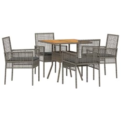 Ensemble de salle à manger pour jardin 5 pcs Gris polyrotin 514848514848