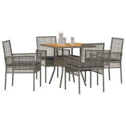 Ensemble de salle à manger pour jardin 5 pcs Gris polyrotin 514848514848