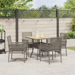 Ensemble de salle à manger pour jardin 5 pcs Gris polyrotin 514848514848