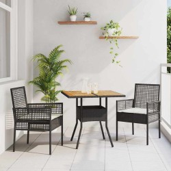 Ensemble de salle à manger pour jardin 3 pcs Noir polyrotin 514849514849