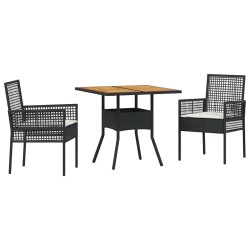 Ensemble de salle à manger pour jardin 3 pcs Noir polyrotin 514849514849