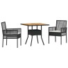 Ensemble de salle à manger pour jardin 3 pcs Noir polyrotin 514849514849