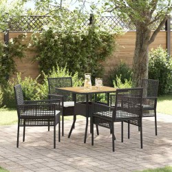 Ensemble de salle à manger pour jardin 5 pcs Noir polyrotin 514850514850