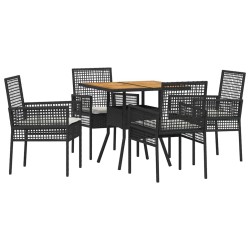 Ensemble de salle à manger pour jardin 5 pcs Noir polyrotin 514850514850