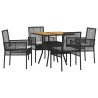 Ensemble de salle à manger pour jardin 5 pcs Noir polyrotin 514850514850