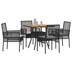 Ensemble de salle à manger pour jardin 5 pcs Noir polyrotin 514850514850