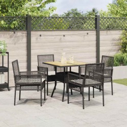 Ensemble de salle à manger pour jardin 5 pcs Noir polyrotin 514850514850
