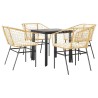 Ensemble à manger jardin coussins 5pcs marron poly rotin verre 514852514852
