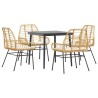 Ensemble à manger jardin coussins 5pcs marron poly rotin verre 514854514854
