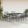 Ensemble à manger de jardin coussins 7pcs noir poly rotin verre 514855514855