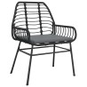 Ensemble à manger de jardin coussins 7pcs noir poly rotin verre 514855514855