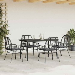 Ensemble à manger de jardin et coussins 5 pcs noir rotin verre 514857514857