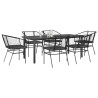 Ensemble à manger de jardin coussins 7pcs noir poly rotin verre 514864514864