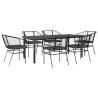 Ensemble à manger de jardin coussins 7pcs noir poly rotin verre 514864514864