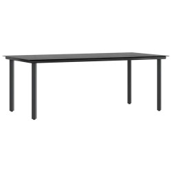 Ensemble à manger de jardin coussins 7pcs noir poly rotin verre 514864514864
