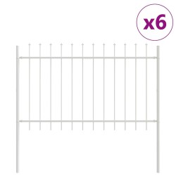 Clôture de jardin 6 pcs Blanc 10,2 x 1 m Acier revêtu de poudre 514869514869