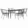 Ensemble à manger de jardin 5 pcs noir résine tressée verre 514873514873