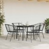 Ensemble à manger de jardin 5 pcs noir résine tressée verre 514875514875