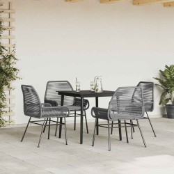 Ensemble à manger jardin coussins 5 pcs gris poly rotin verre 514879514879