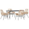Ensemble à manger jardin coussins 5pcs marron poly rotin verre 514880514880