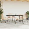 Ensemble à manger jardin coussins 5pcs marron poly rotin verre 514881514881