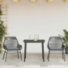 Ensemble à manger de jardin et coussins 3 pcs noir rotin verre 514883514883