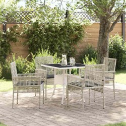Ensemble de salle à manger pour jardin 5 pcs Gris clair 514885514885