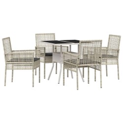 Ensemble de salle à manger pour jardin 5 pcs Gris clair 514885514885