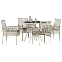 Ensemble de salle à manger pour jardin 5 pcs Gris clair 514885514885