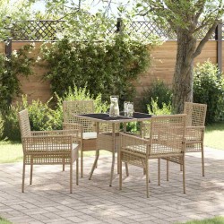 Ensemble de salle à manger pour jardin 5 pcs Beige polyrotin 514886514886