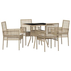 Ensemble de salle à manger pour jardin 5 pcs Beige polyrotin 514886514886
