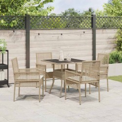 Ensemble de salle à manger pour jardin 5 pcs Beige polyrotin 514886514886