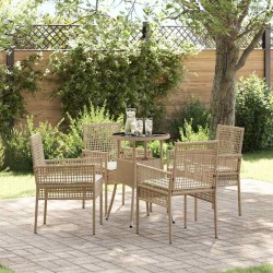 Ensemble de salle à manger pour jardin 5 pcs Beige polyrotin 514893514893