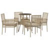 Ensemble de salle à manger pour jardin 5 pcs Beige polyrotin 514893514893