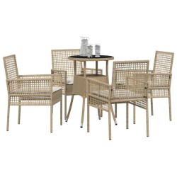 Ensemble de salle à manger pour jardin 5 pcs Beige polyrotin 514893514893