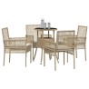 Ensemble de salle à manger pour jardin 5 pcs Beige polyrotin 514893514893