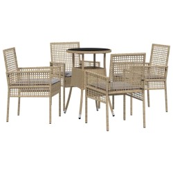 Ensemble de salle à manger pour jardin 5 pcs Beige polyrotin 514894514894