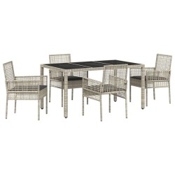 Ensemble de salle à manger pour jardin 5 pcs Gris clair 514895514895